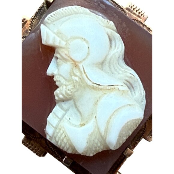 Rose Gold Cameo Classical Centurion Roman Soldier Locket Pendant 1x1 Inch - Picture 3 of 11